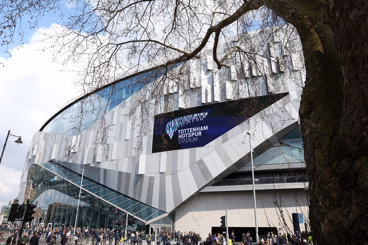 Supporters gathered outside Tottenham Hotspur Stadium prior to a Premier League fixture in London, England.