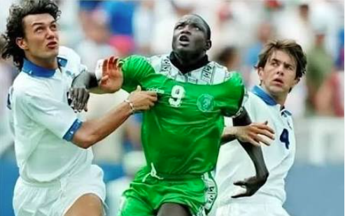 A sports advocacy banner displayed outside a stadium in Abuja, Nigeria